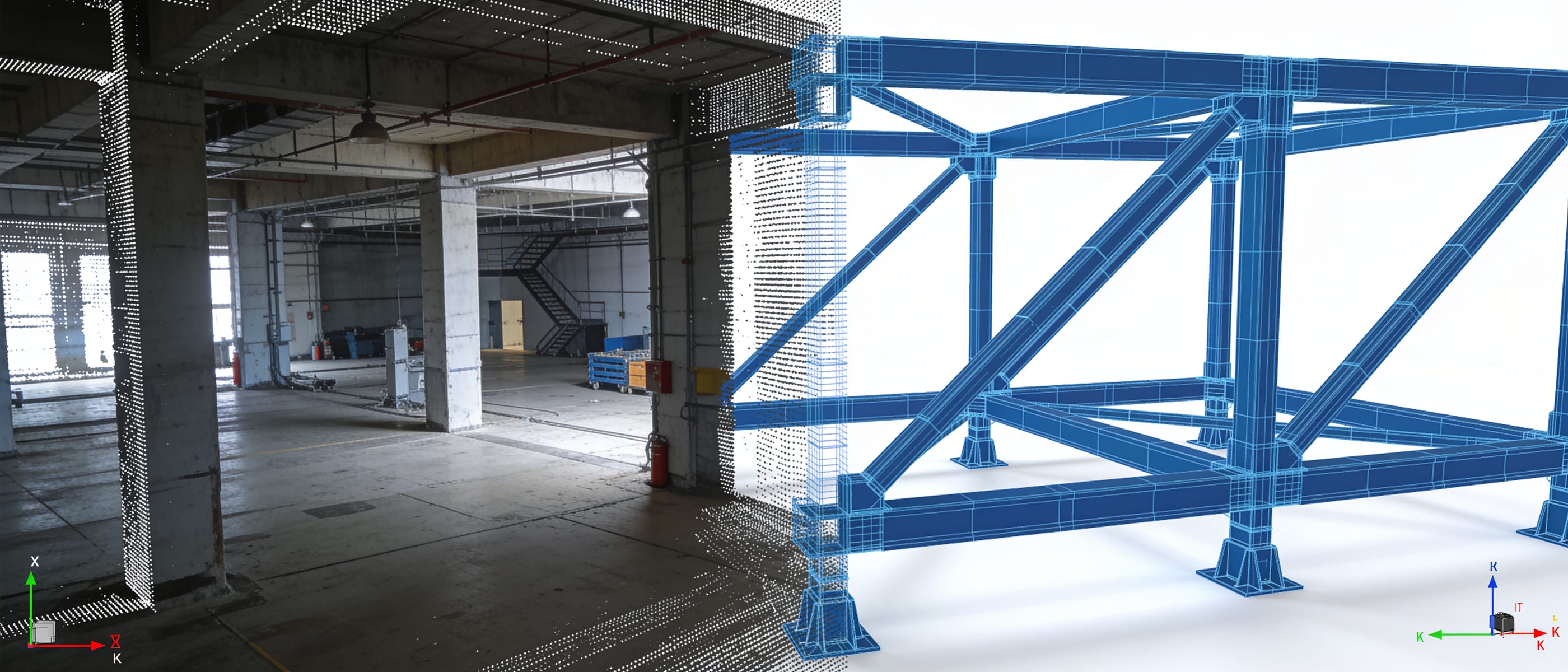As-built BIM — section cut showing constructed structural conditions as surveyed and modelled