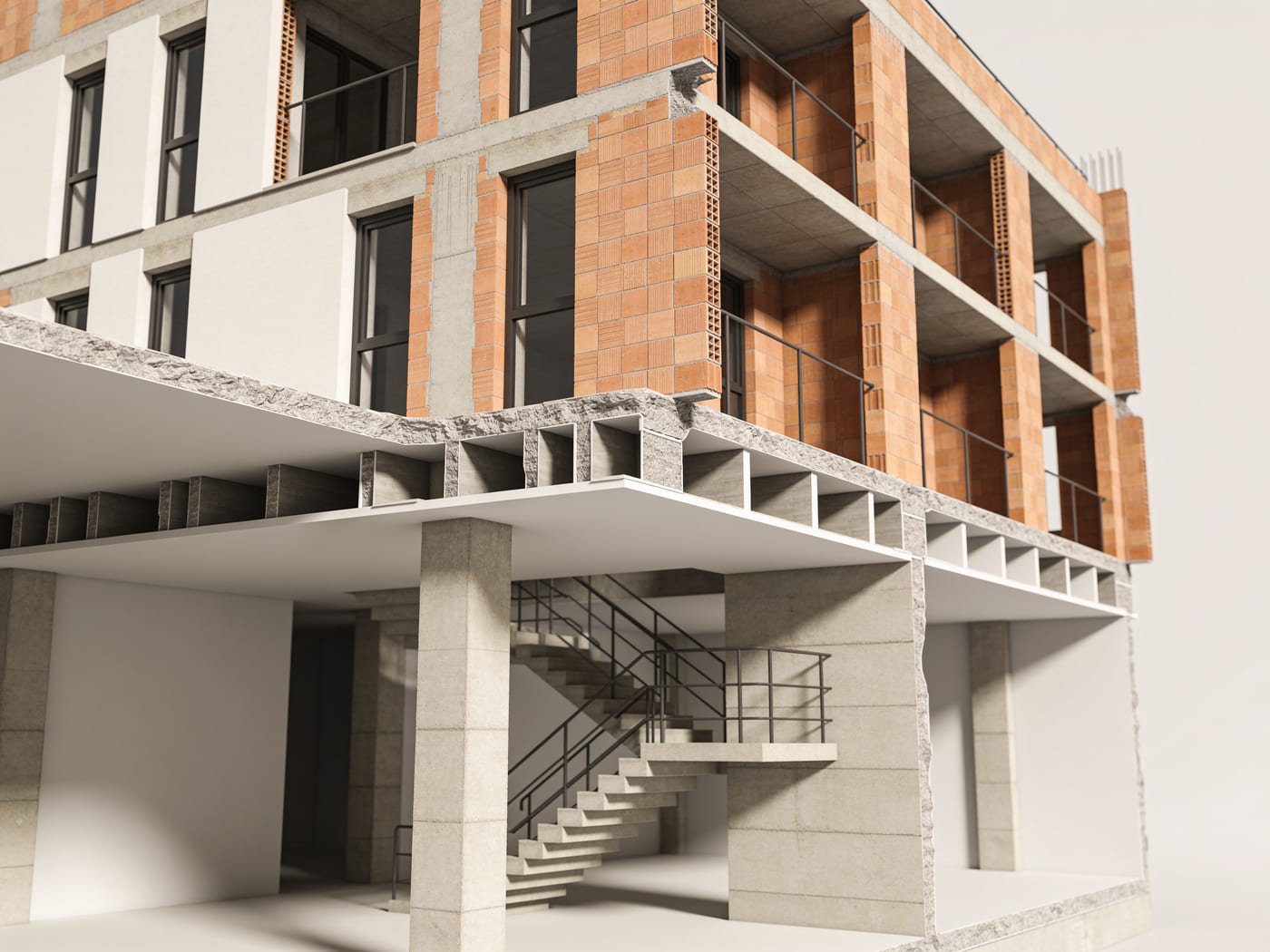 As-built modelling — exploded view of constructed building showing all built elements as surveyed