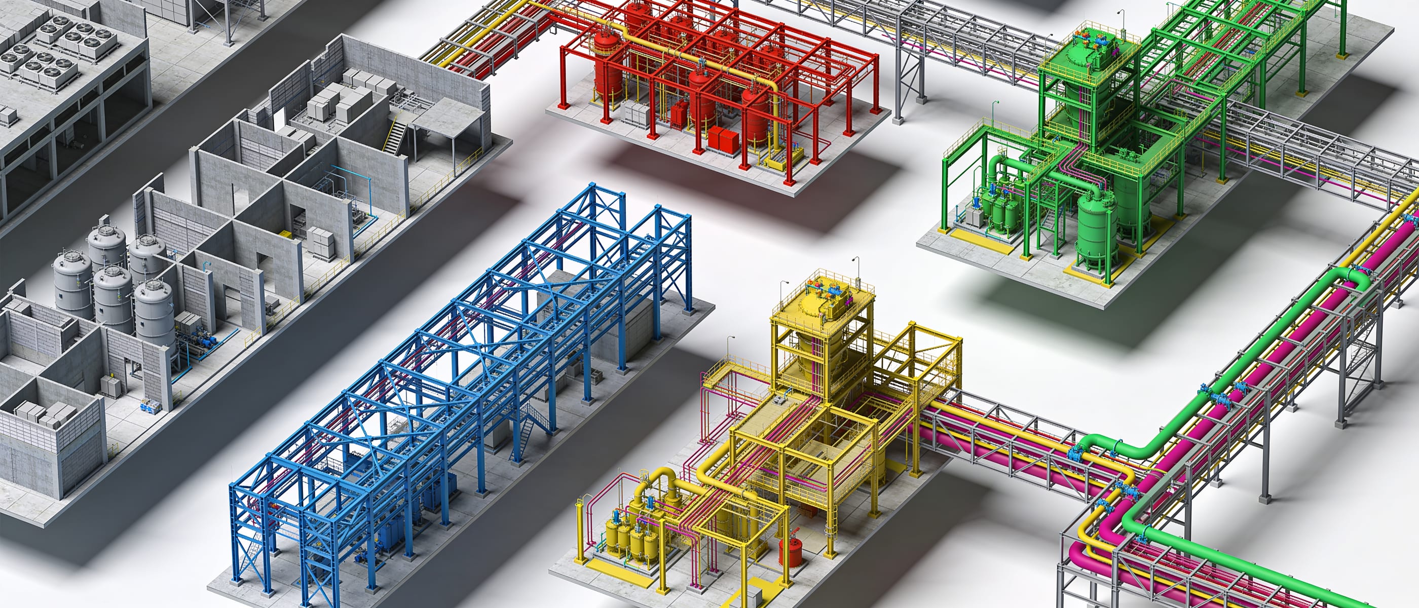 Hotel MEP BIM section — complete mechanical, electrical and hydraulic system layout across levels with colour-coded legend